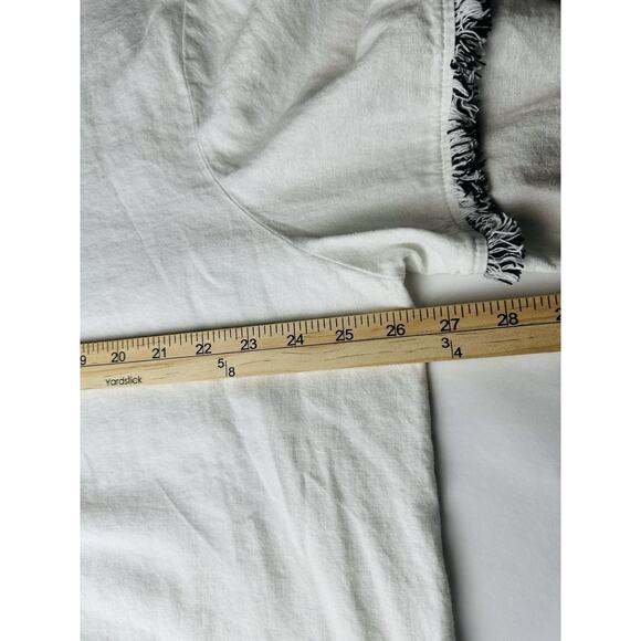 Cynthia Rowley Top Women's 2X Linen Cotton White Black Boho Fringe - Picture 11 of 12